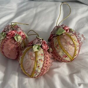 Elegant Pink and Gold Holiday Ornaments
